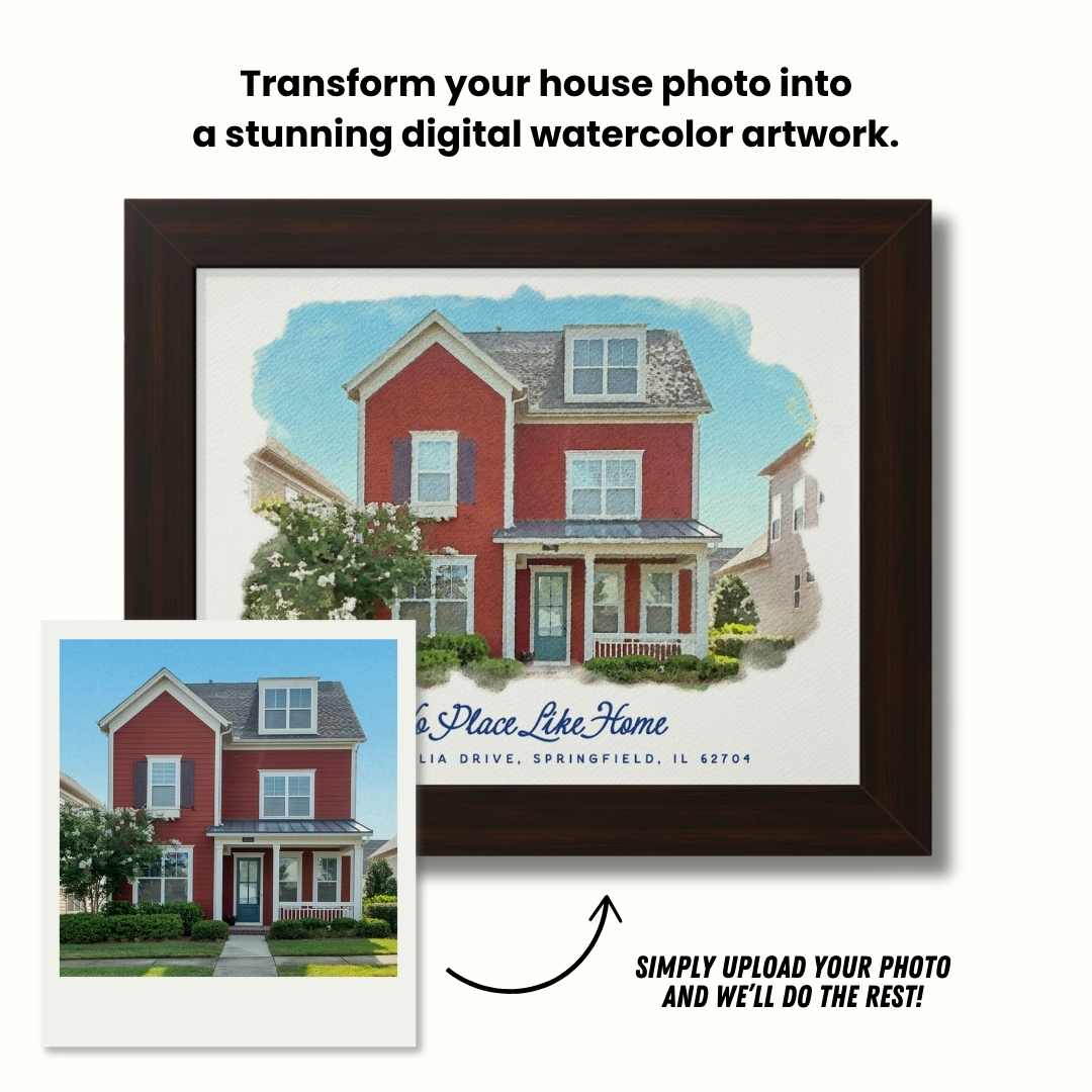 Personalized Watercolor Framed Home Poster - Our First Home Decor for Couples