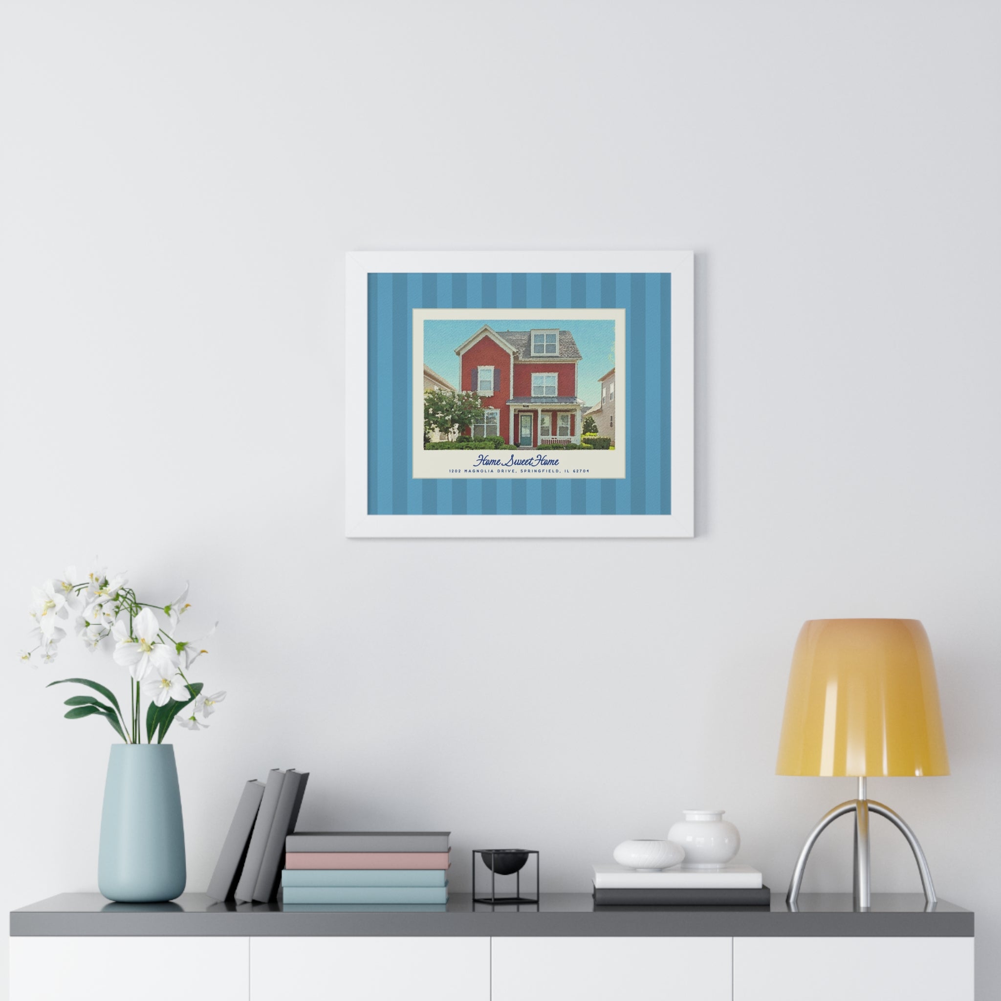 Personalized Watercolor Framed Home Poster for New Homeowner Realtor Gift