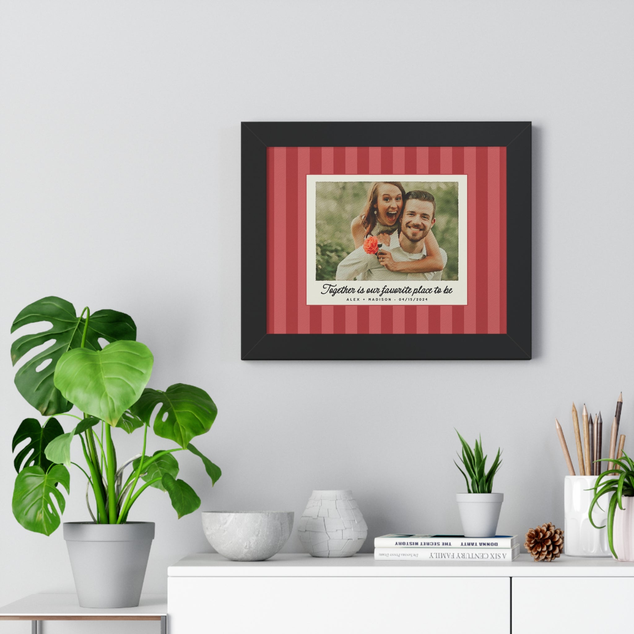 Personalized Watercolor Couple Portrait (stripes) – A Timeless Keepsake