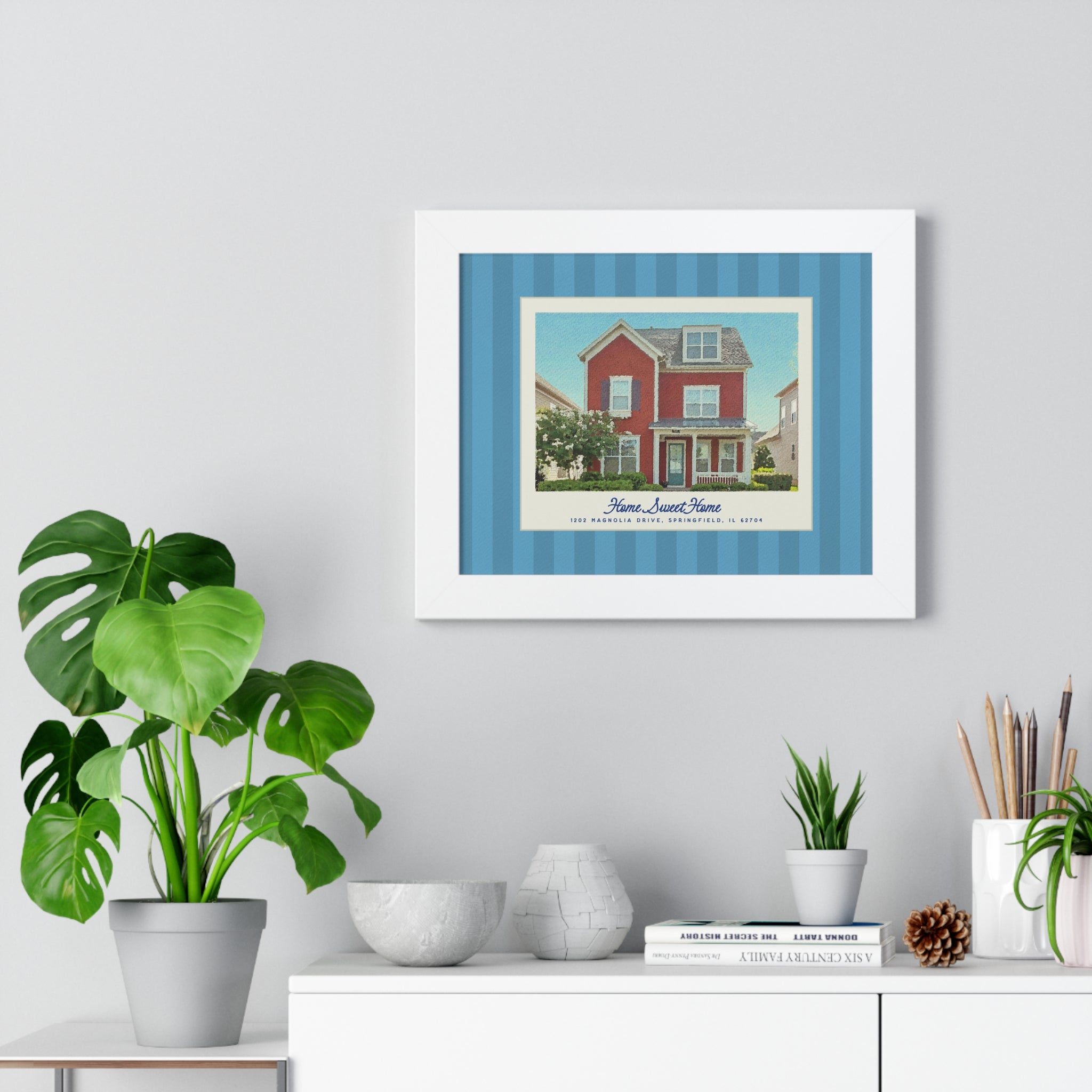 Personalized Watercolor Framed Home Poster for New Homeowner Realtor Gift