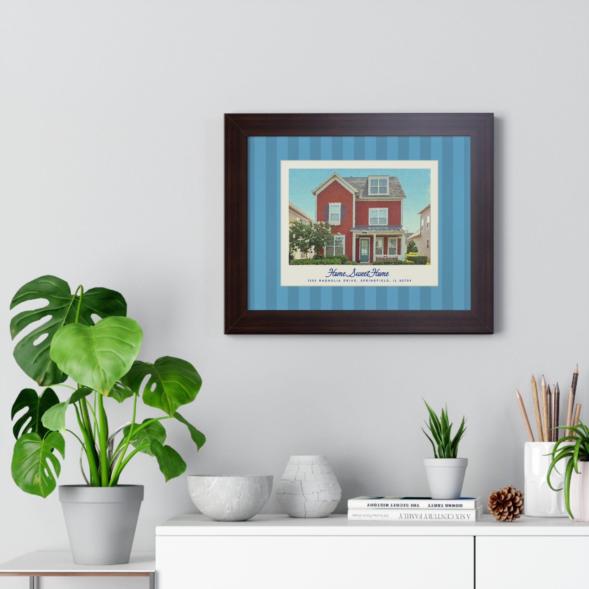 Personalized Watercolor Framed Home Poster for New Homeowner Realtor Gift