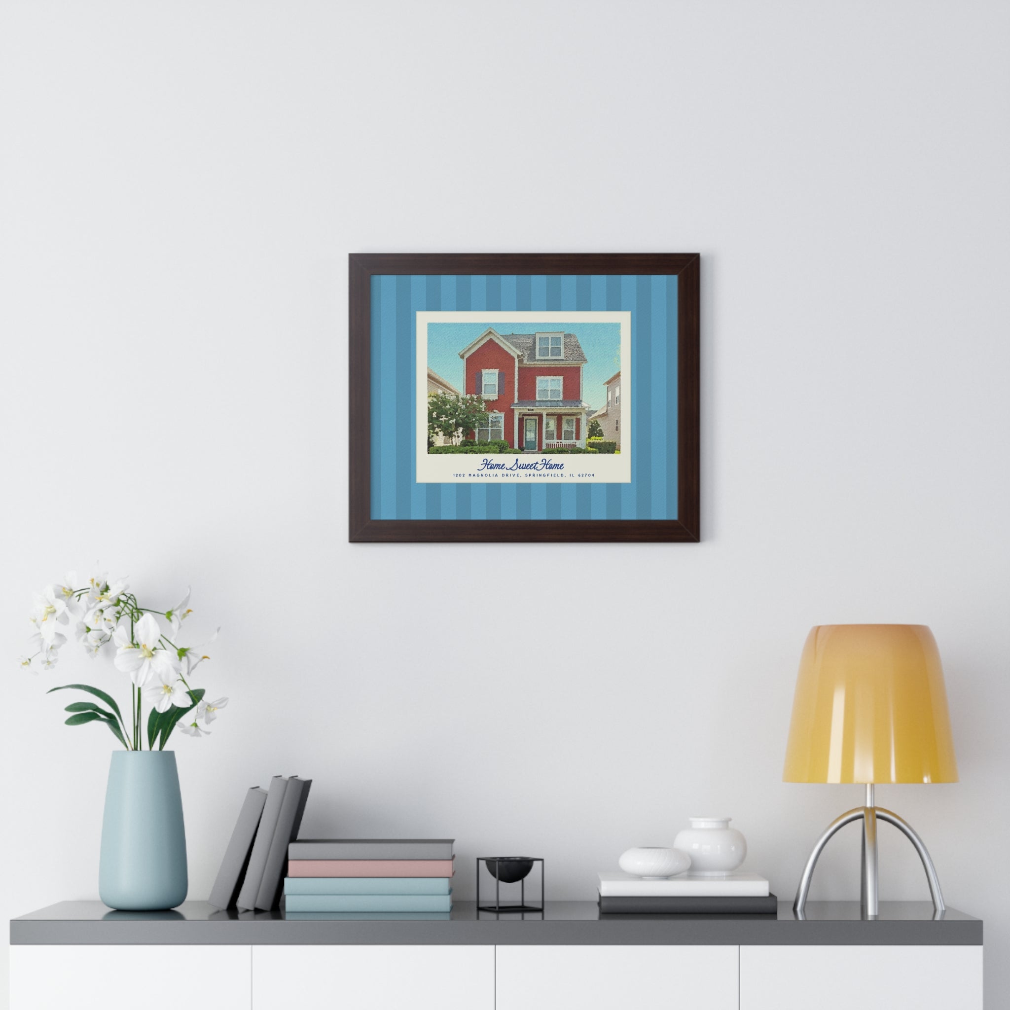 Personalized Watercolor Framed Home Poster for New Homeowner Realtor Gift