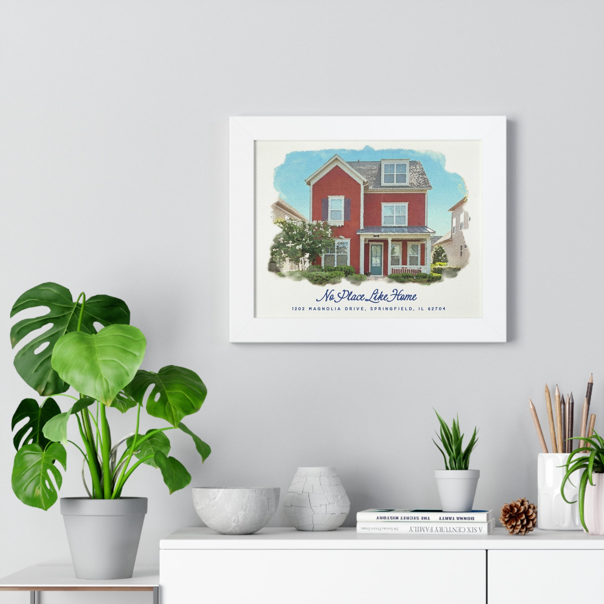 Personalized Watercolor Framed Home Poster - Our First Home Decor for Couples