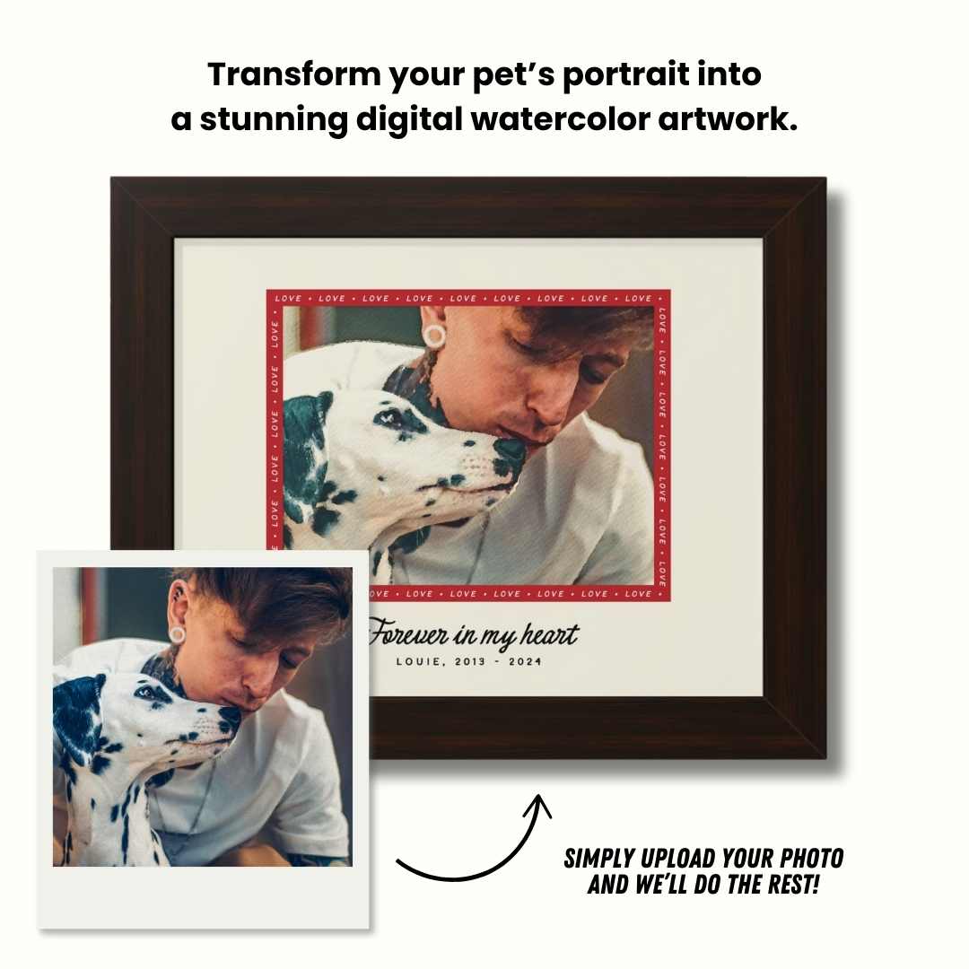 Personalized Watercolor Pet Love Portrait – A Timeless Tribute