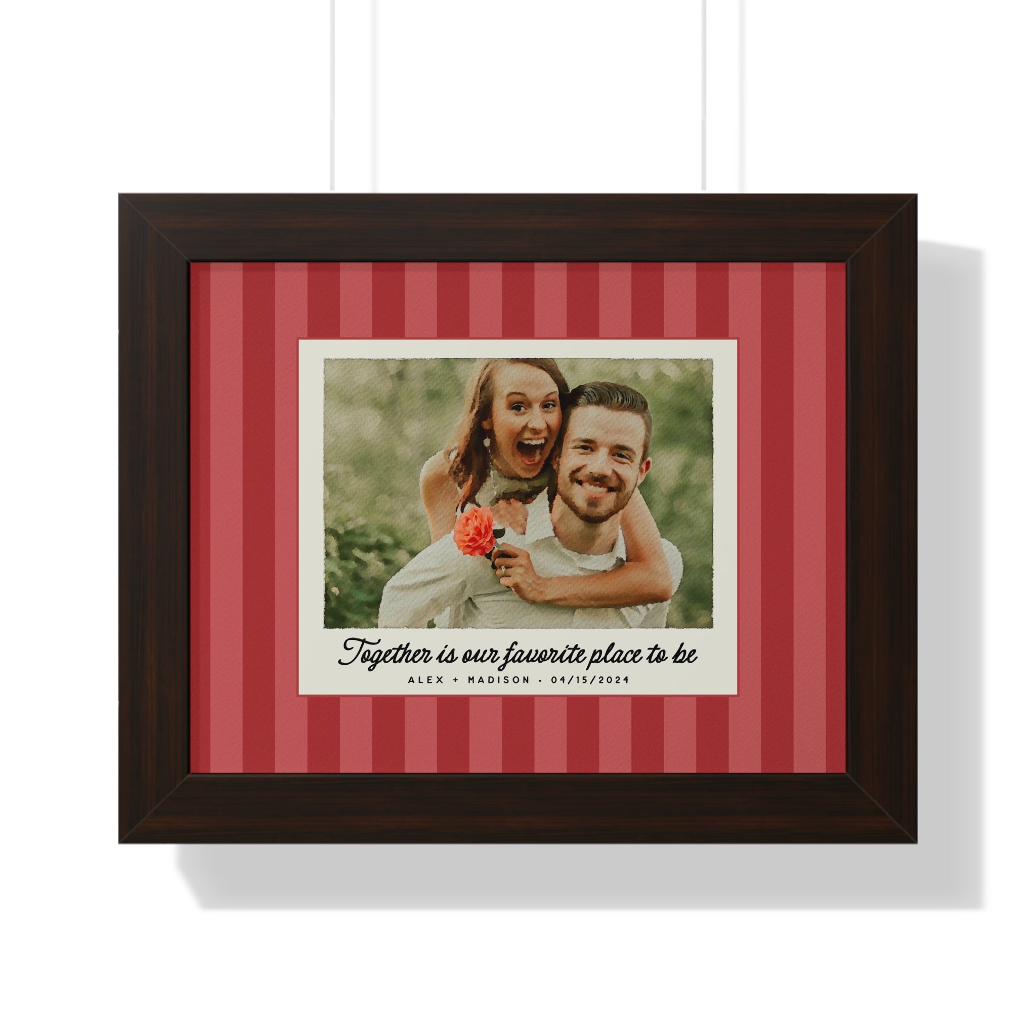 Personalized Watercolor Couple Portrait (stripes) – A Timeless Keepsake