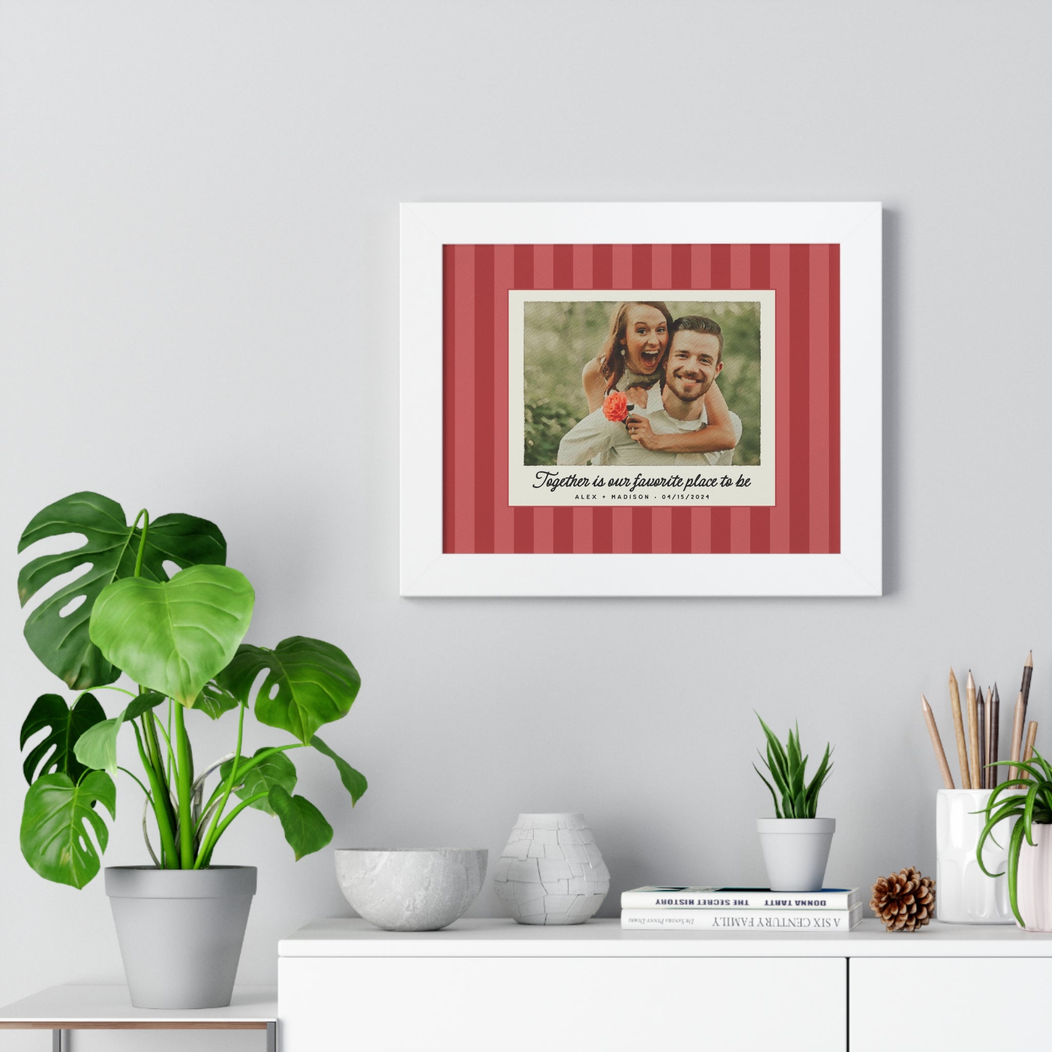 Personalized Watercolor Couple Portrait (stripes) – A Timeless Keepsake