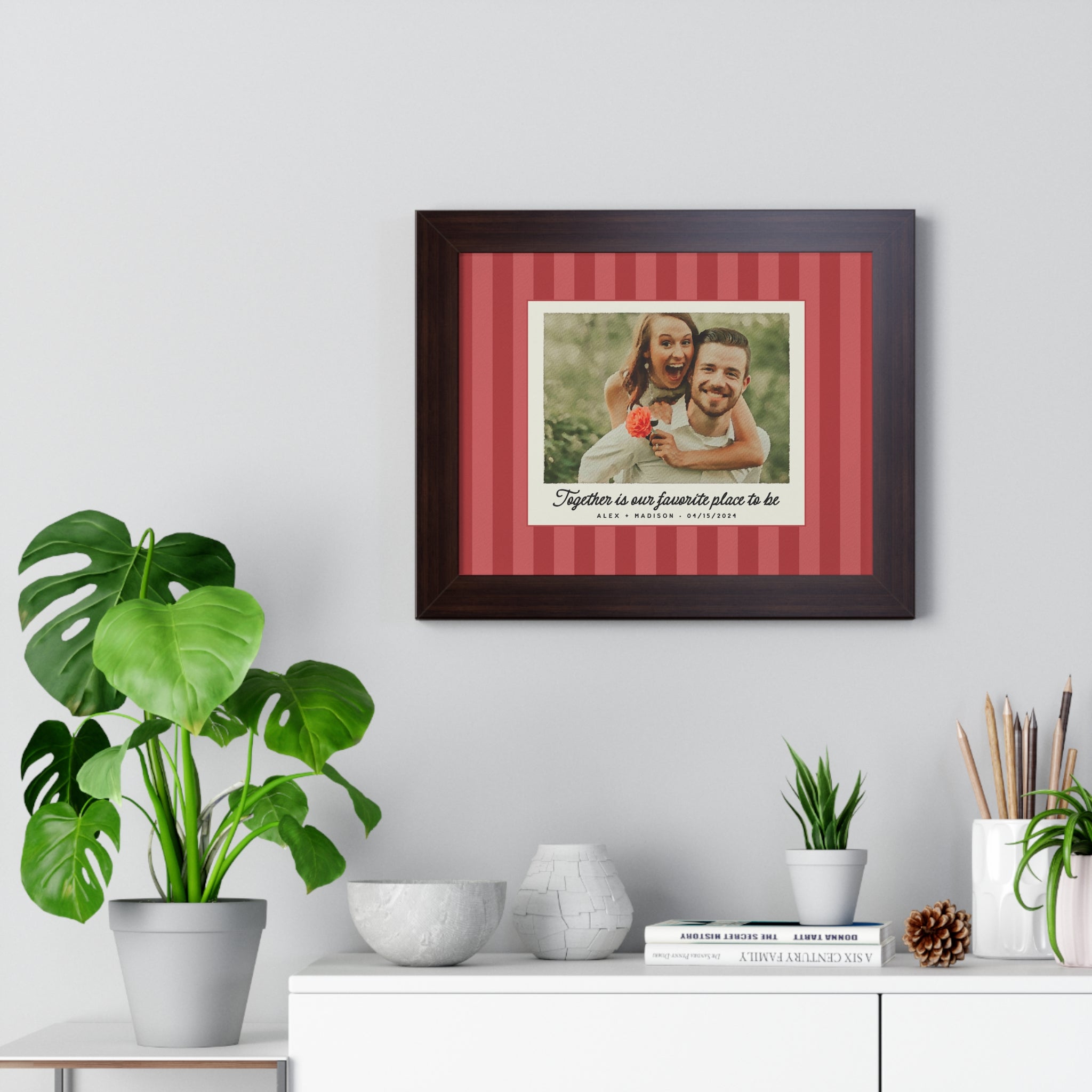 Personalized Watercolor Couple Portrait (stripes) – A Timeless Keepsake