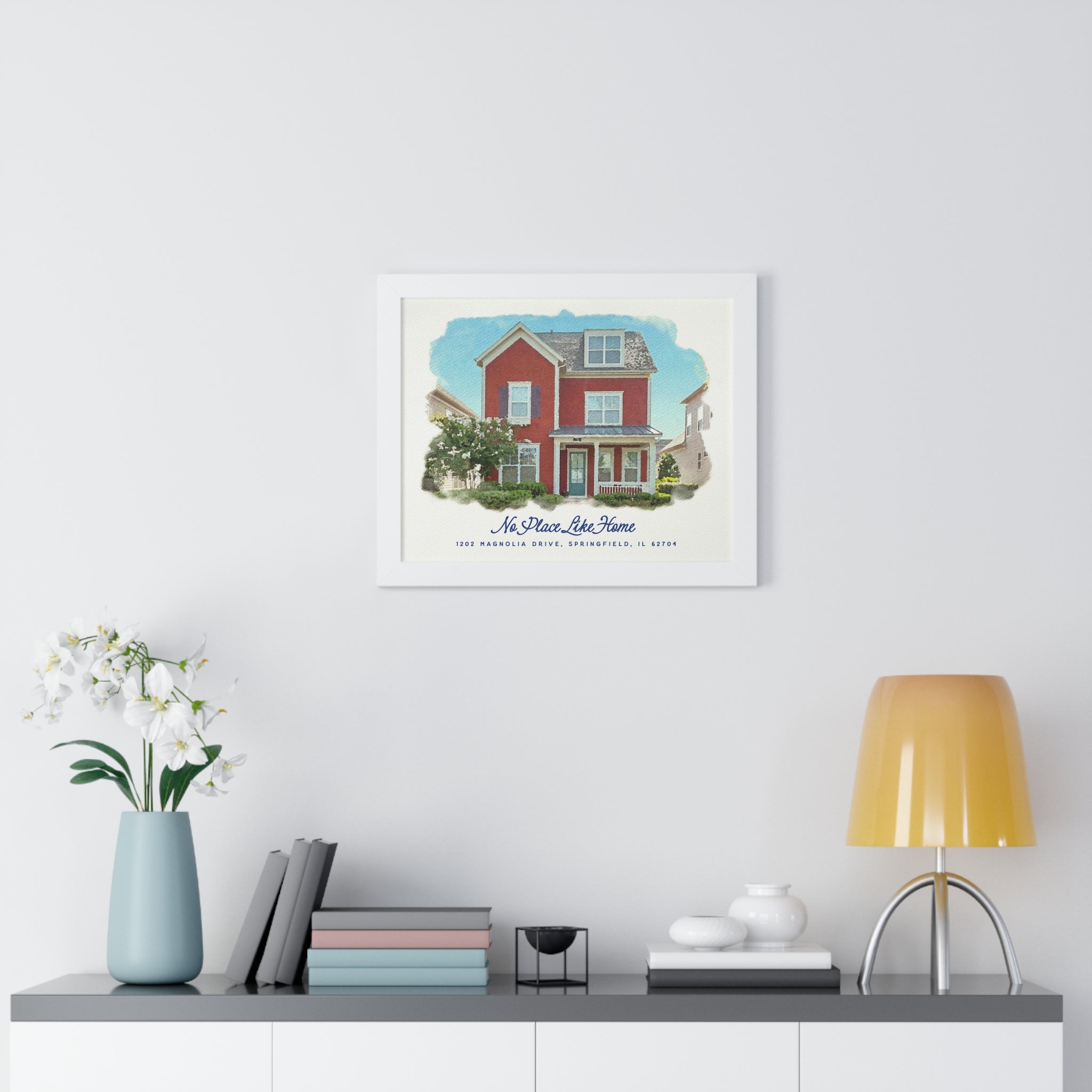 Personalized Watercolor Framed Home Poster - Our First Home Decor for Couples