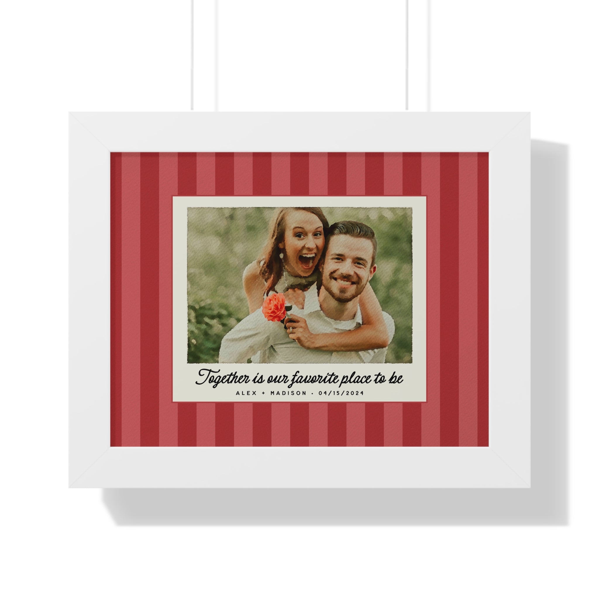 Personalized Watercolor Couple Portrait (stripes) – A Timeless Keepsake