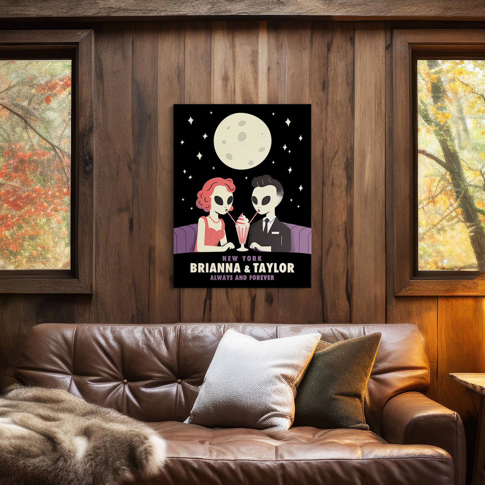 Personalized Couple Aliens On A Date Canvas Wrap
