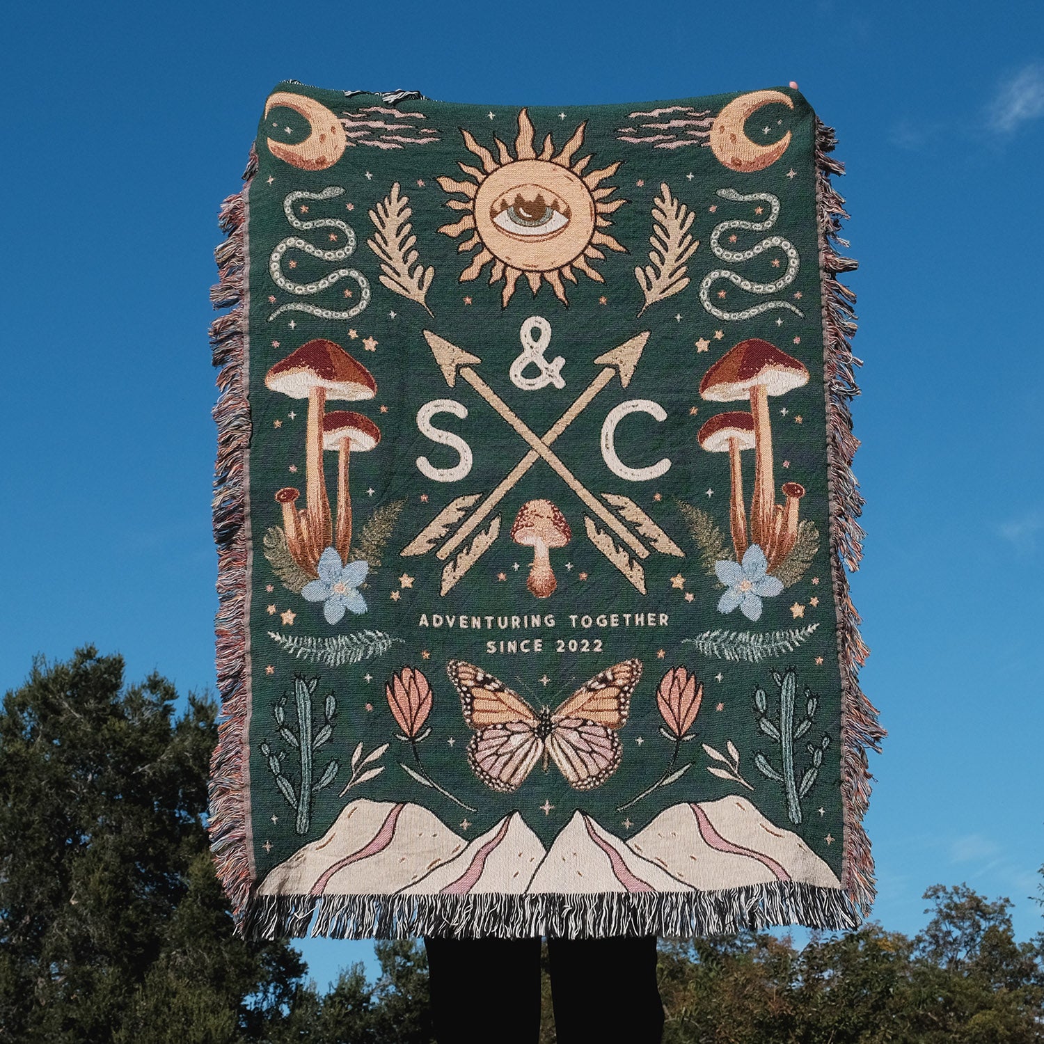 Magical Couple Adventure Personalized Woven Blanket