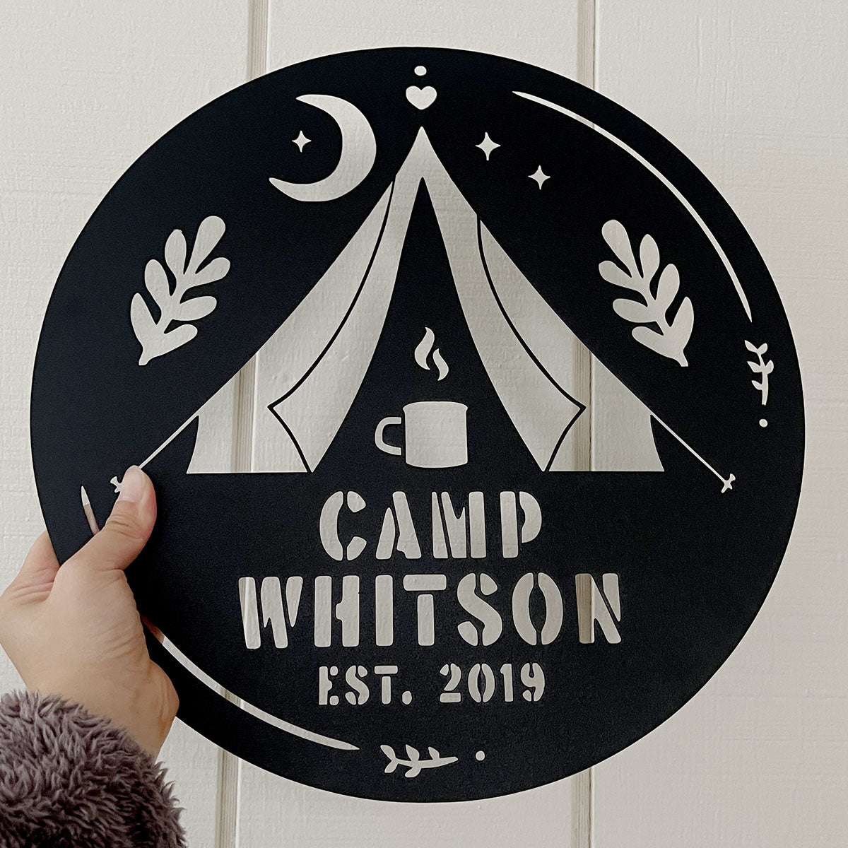 Personalized Family Camp Steel Die Cut Wall Sign