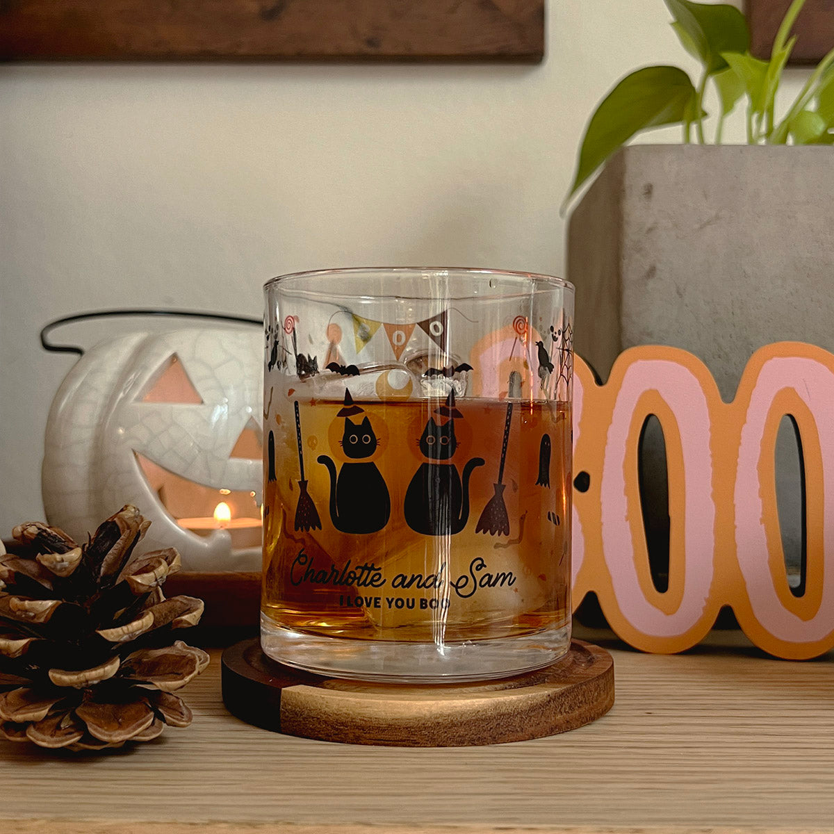 Personalized Spooky Couple Glass Mug - Relatable Basic