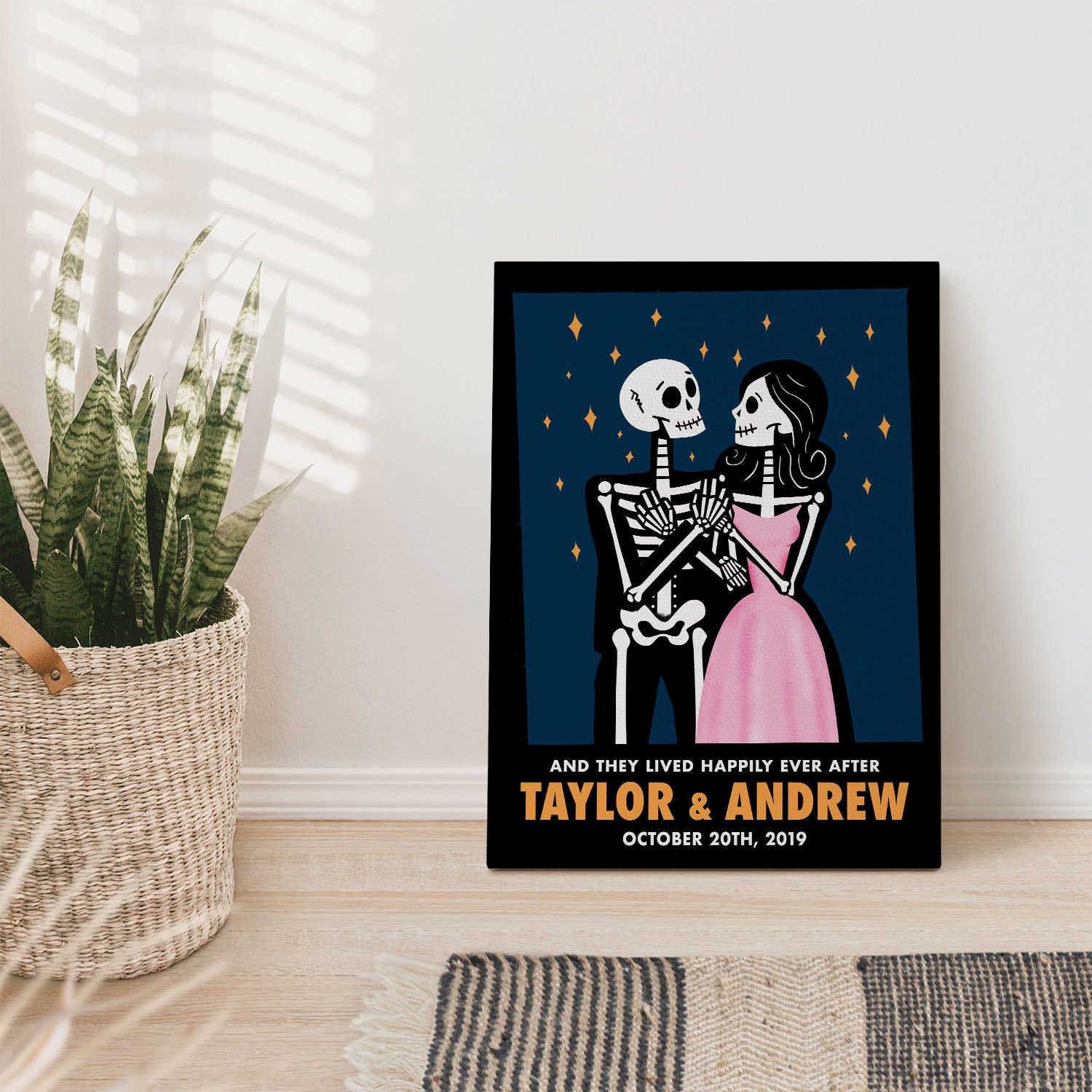 Personalized Couple Skeleton Movie Poster Canvas Wrap