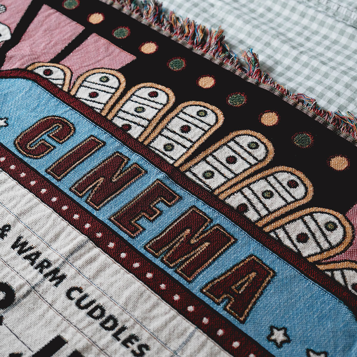 Personalized Retro Cinematic Title Couple Woven Blanket