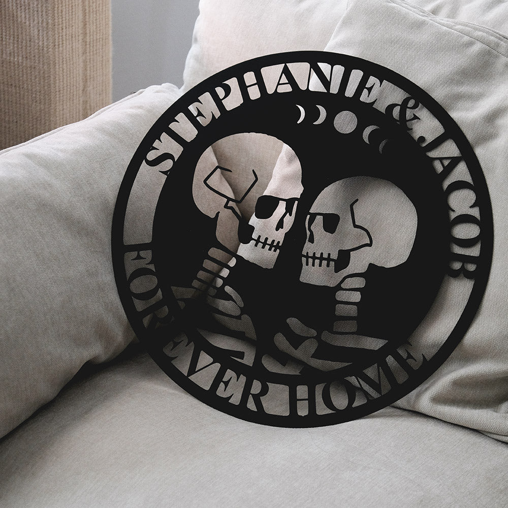 Personalized Couple Skeletons Steel Die Cut Wall Sign