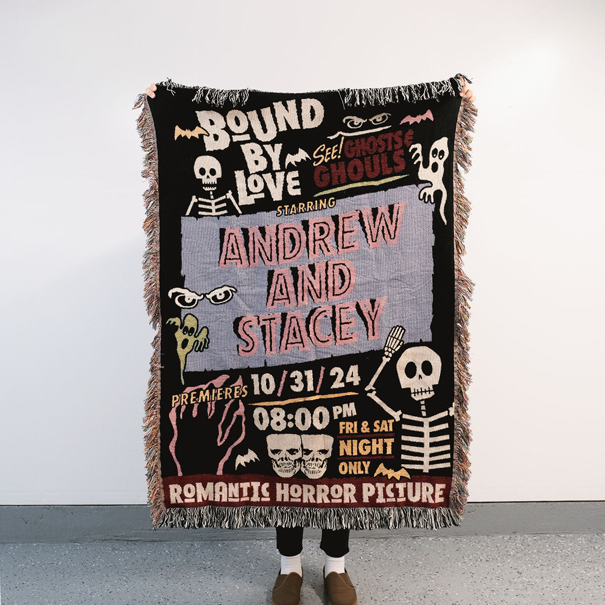 Personalized Horror Picture Couple Woven Blanket