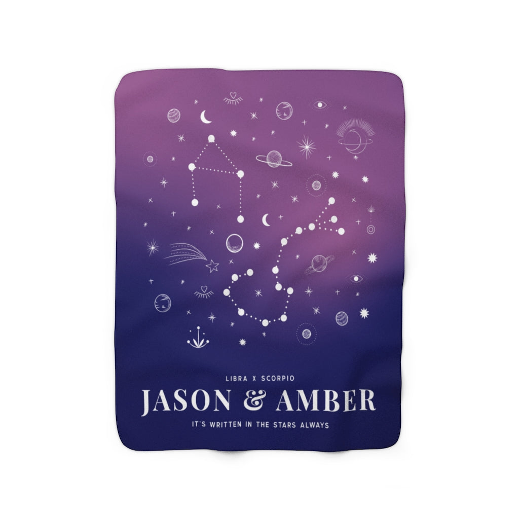 Personalized Couple Zodiac Sunrise Fleece Blanket - Fleece - Personalized Gifts for Couples, Custom Birthday Gifts, Custom Anniversary Gifts | Relatable Basic