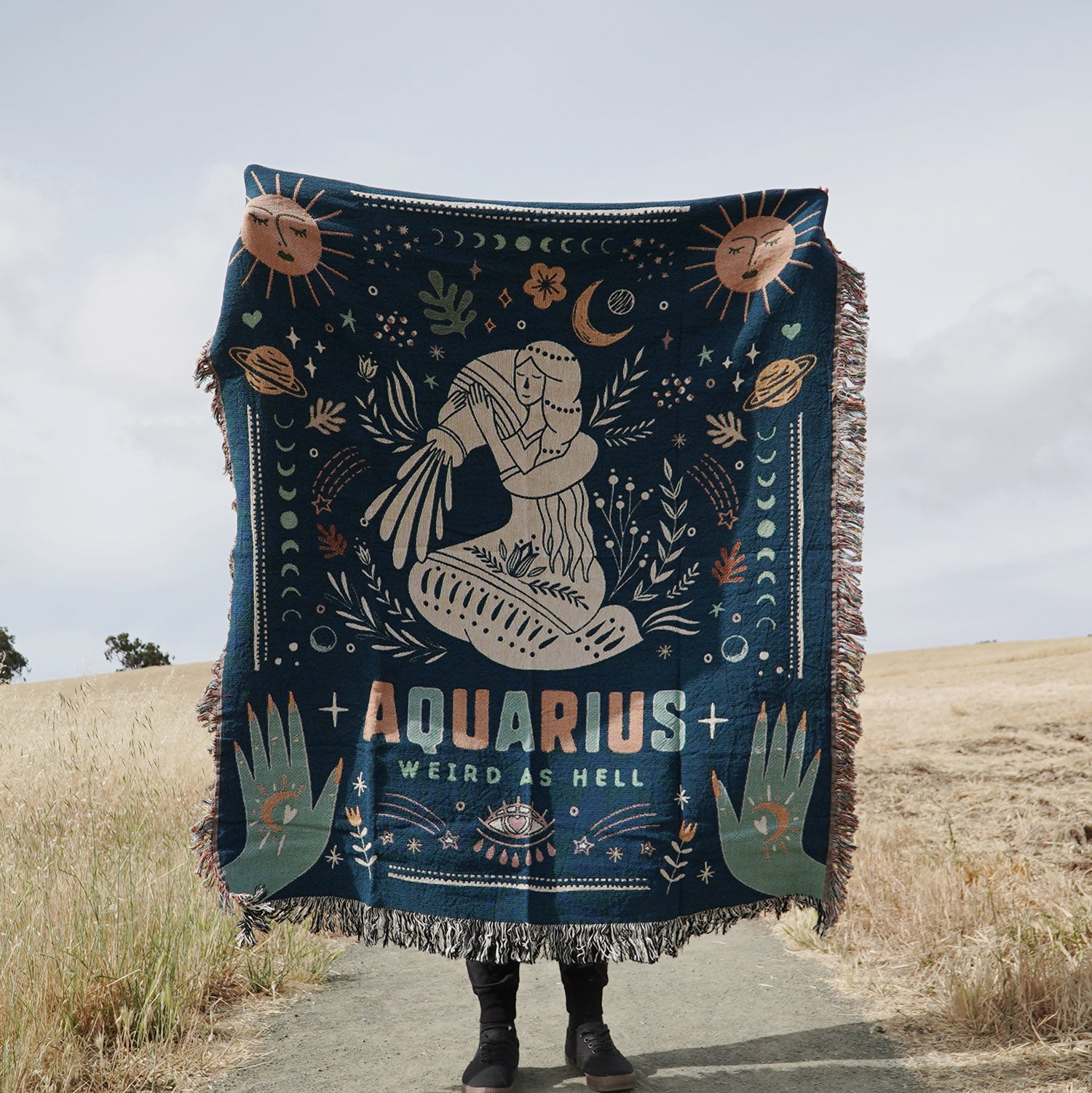 Aquarius Zodiac Woven Blanket - Woven - Personalized Gifts for Couples, Custom Birthday Gifts, Custom Anniversary Gifts | Relatable Basic