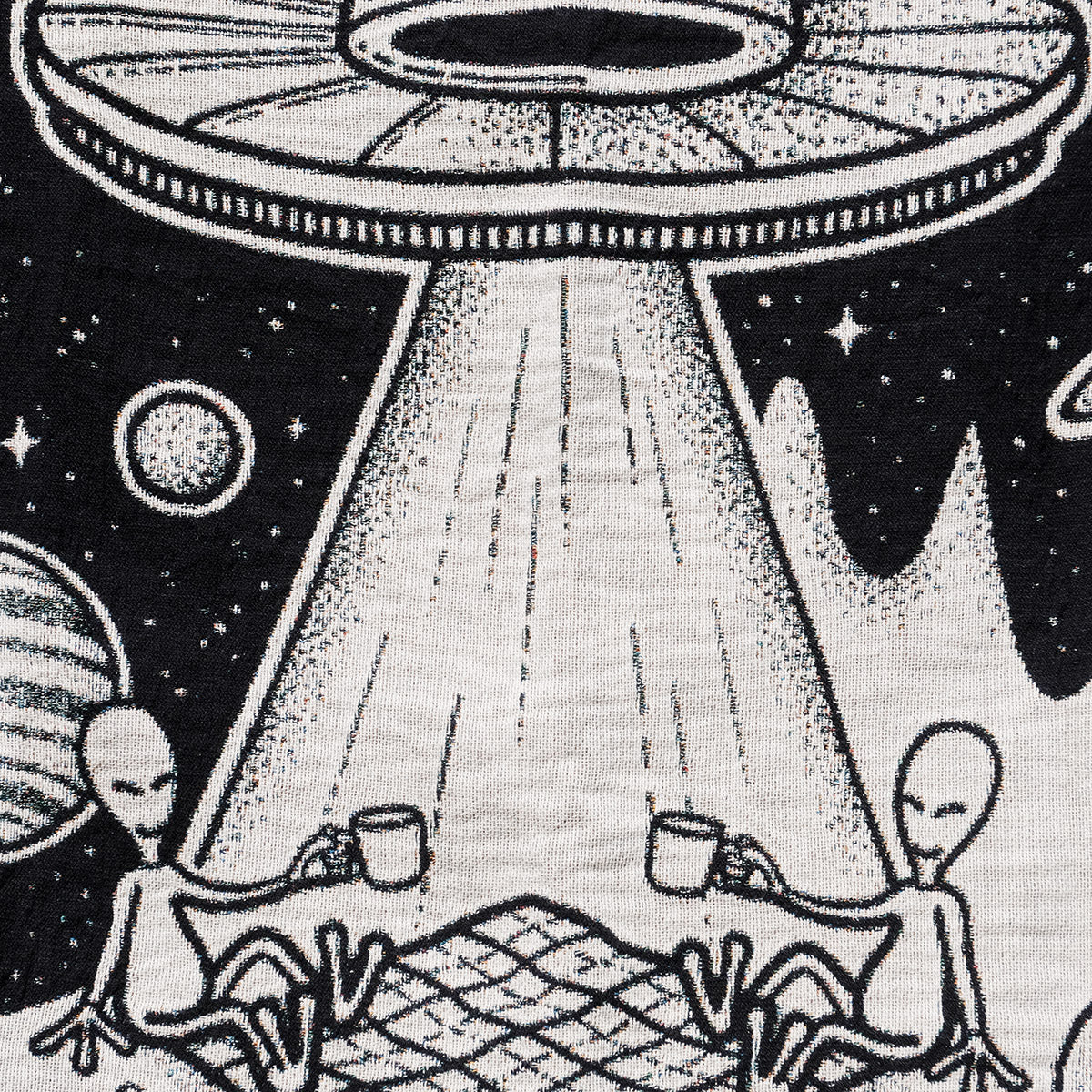 Personalized UFO Aliens Couple Woven Blanket