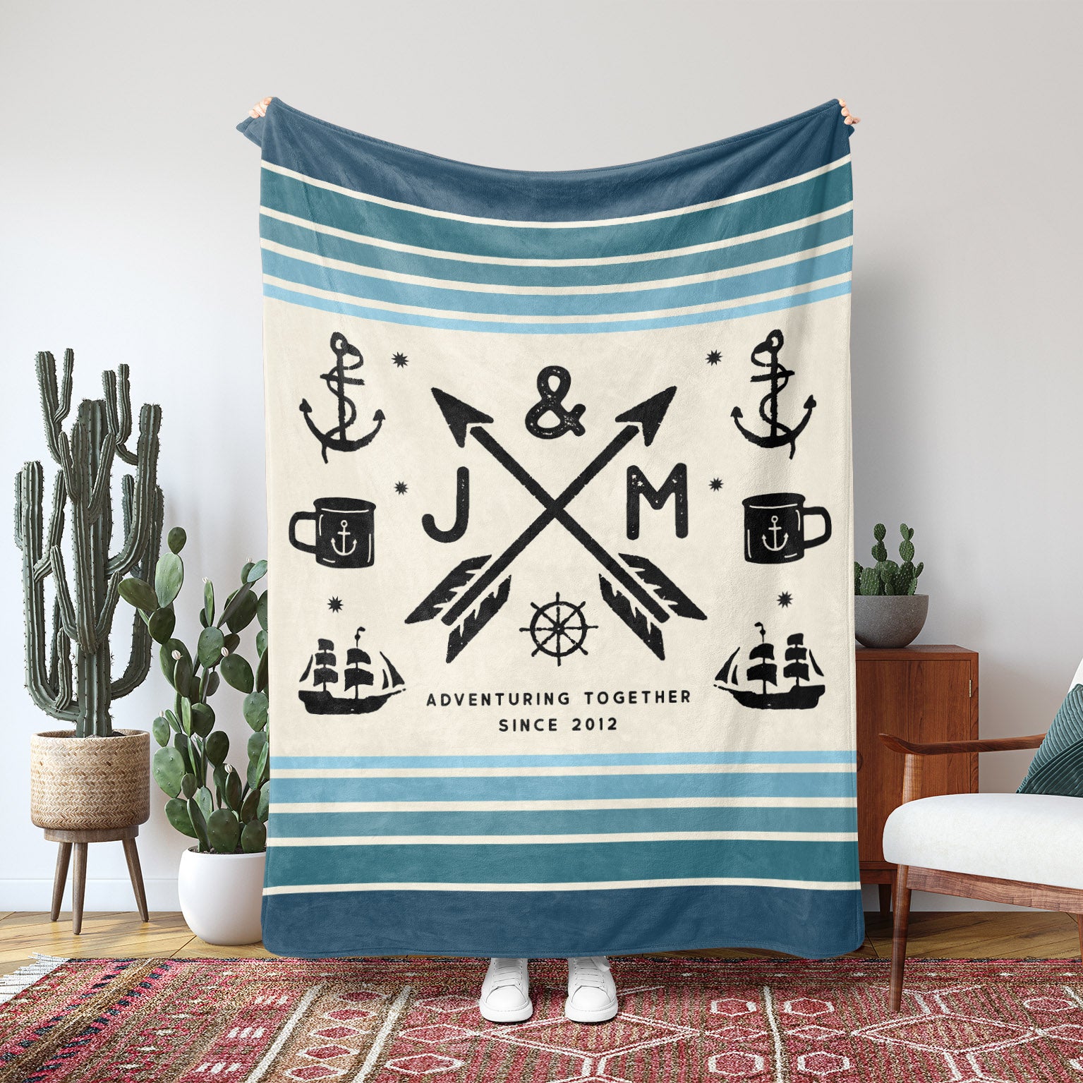 Personalized Couple Adventure Ocean Edition Fleece Blanket - Fleece - Personalized Gifts for Couples, Custom Birthday Gifts, Custom Anniversary Gifts | Relatable Basic