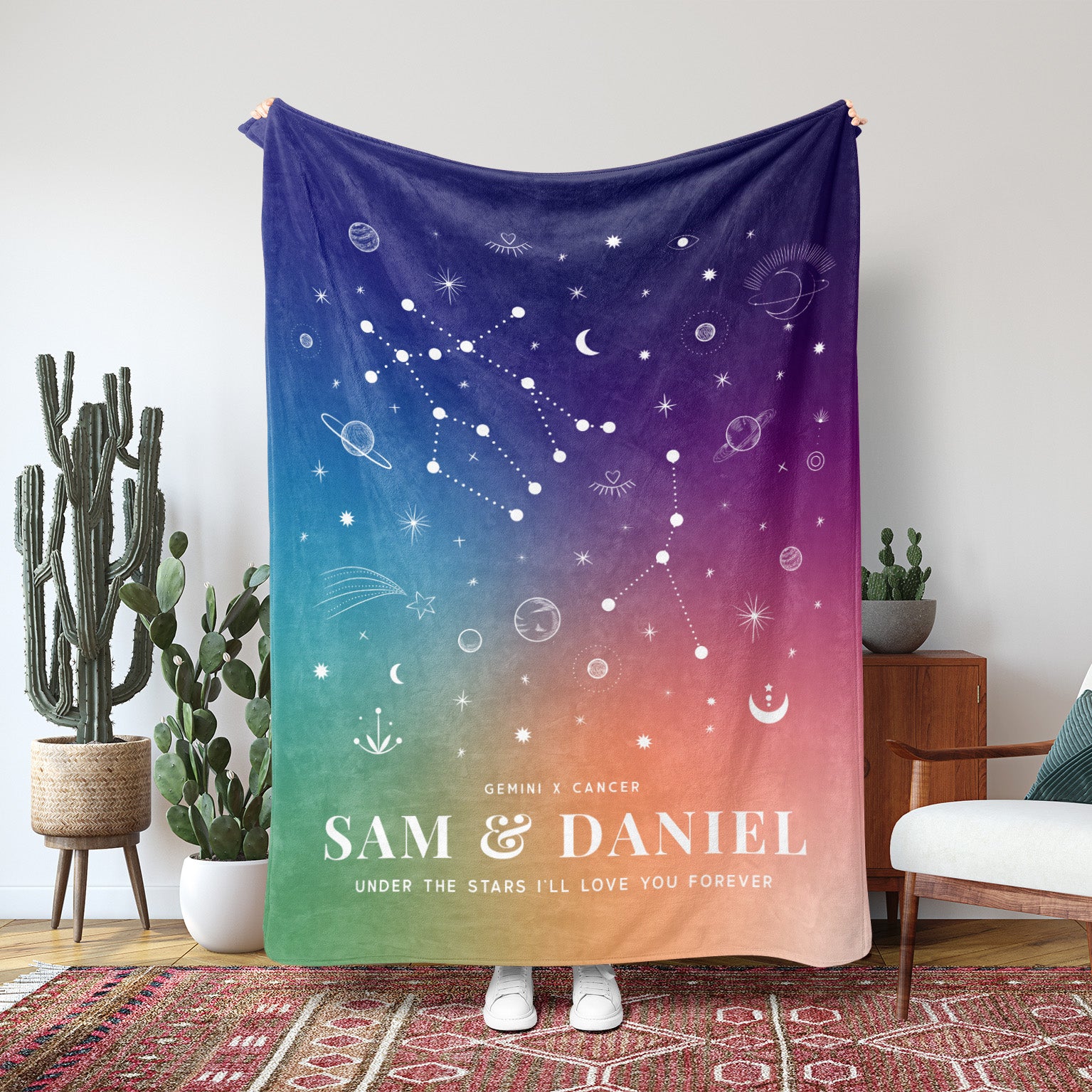 Personalized Couple Zodiac (Pride) Fleece Blanket - Fleece - Personalized Gifts for Couples, Custom Birthday Gifts, Custom Anniversary Gifts | Relatable Basic