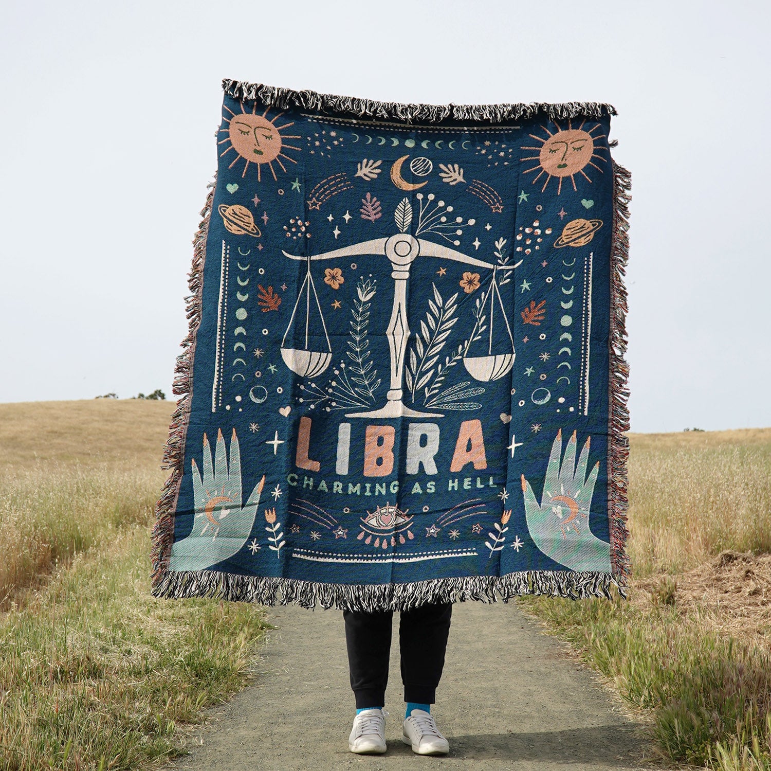 Libra Zodiac Woven Blanket - Woven - Personalized Gifts for Couples, Custom Birthday Gifts, Custom Anniversary Gifts | Relatable Basic