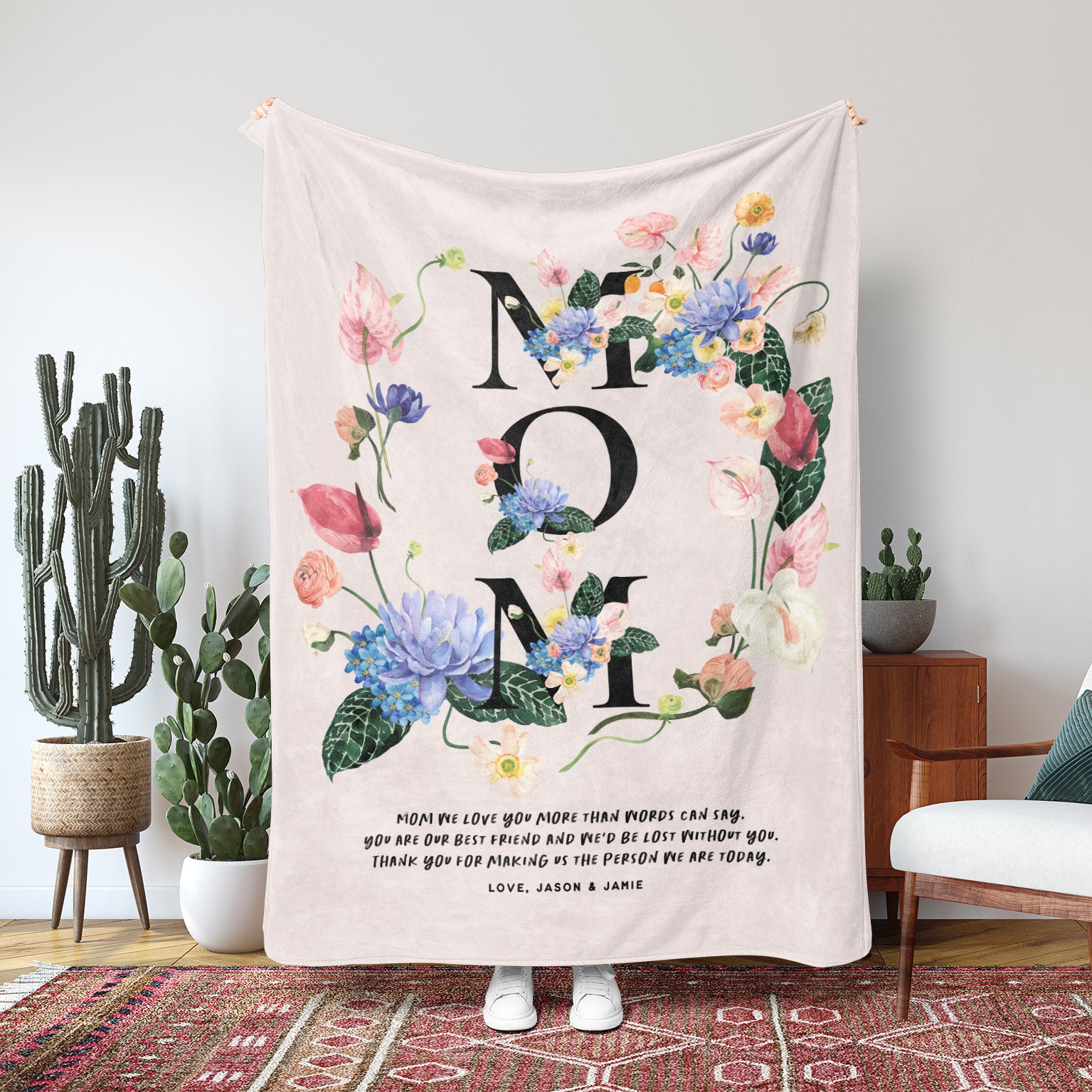 Personalized Floral Blanket for Mom - Fleece - Personalized Gifts for Couples, Custom Birthday Gifts, Custom Anniversary Gifts | Relatable Basic