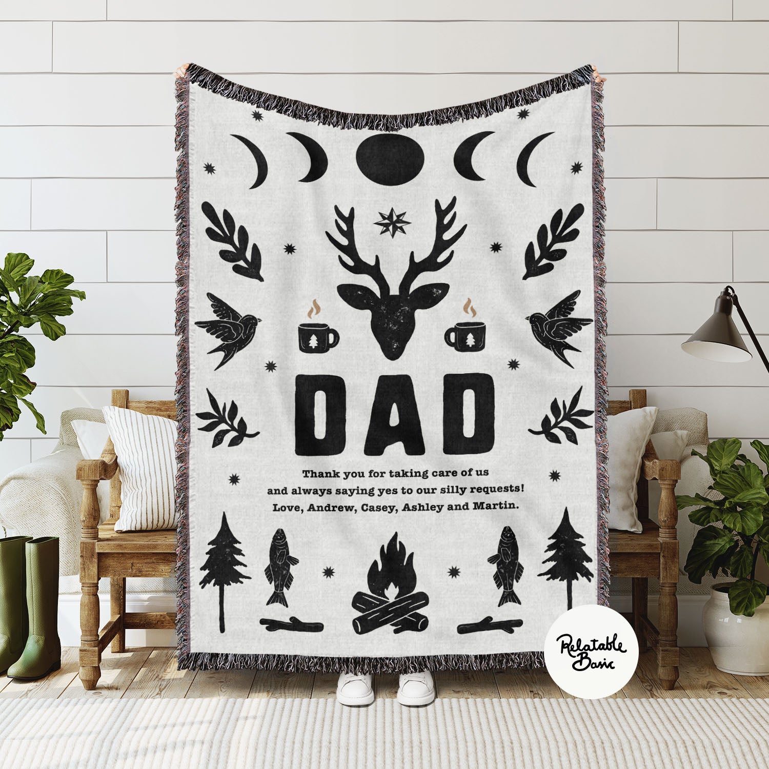 Personalized Dad Woven Blanket - Woven - Personalized Gifts for Couples, Custom Birthday Gifts, Custom Anniversary Gifts | Relatable Basic