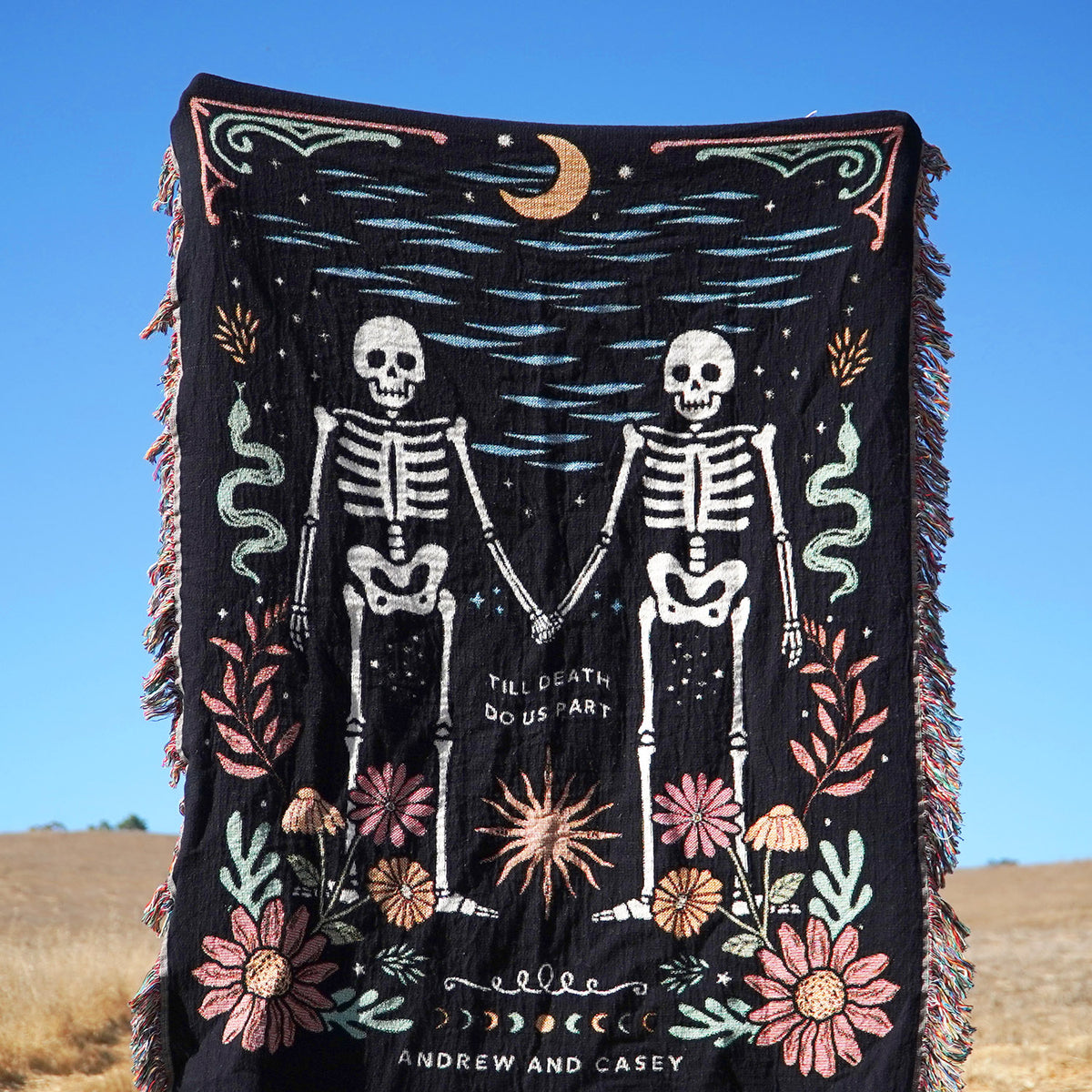 Personalized Skeleton Couple Woven Blanket