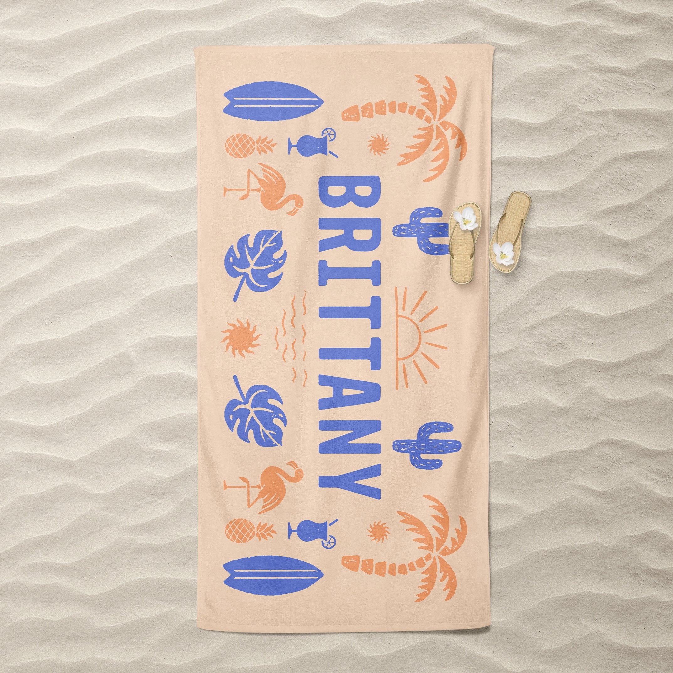 Summer Vibes Personalized Beach Towel (Pink) - Beach Towel - Personalized Gifts for Couples, Custom Birthday Gifts, Custom Anniversary Gifts | Relatable Basic