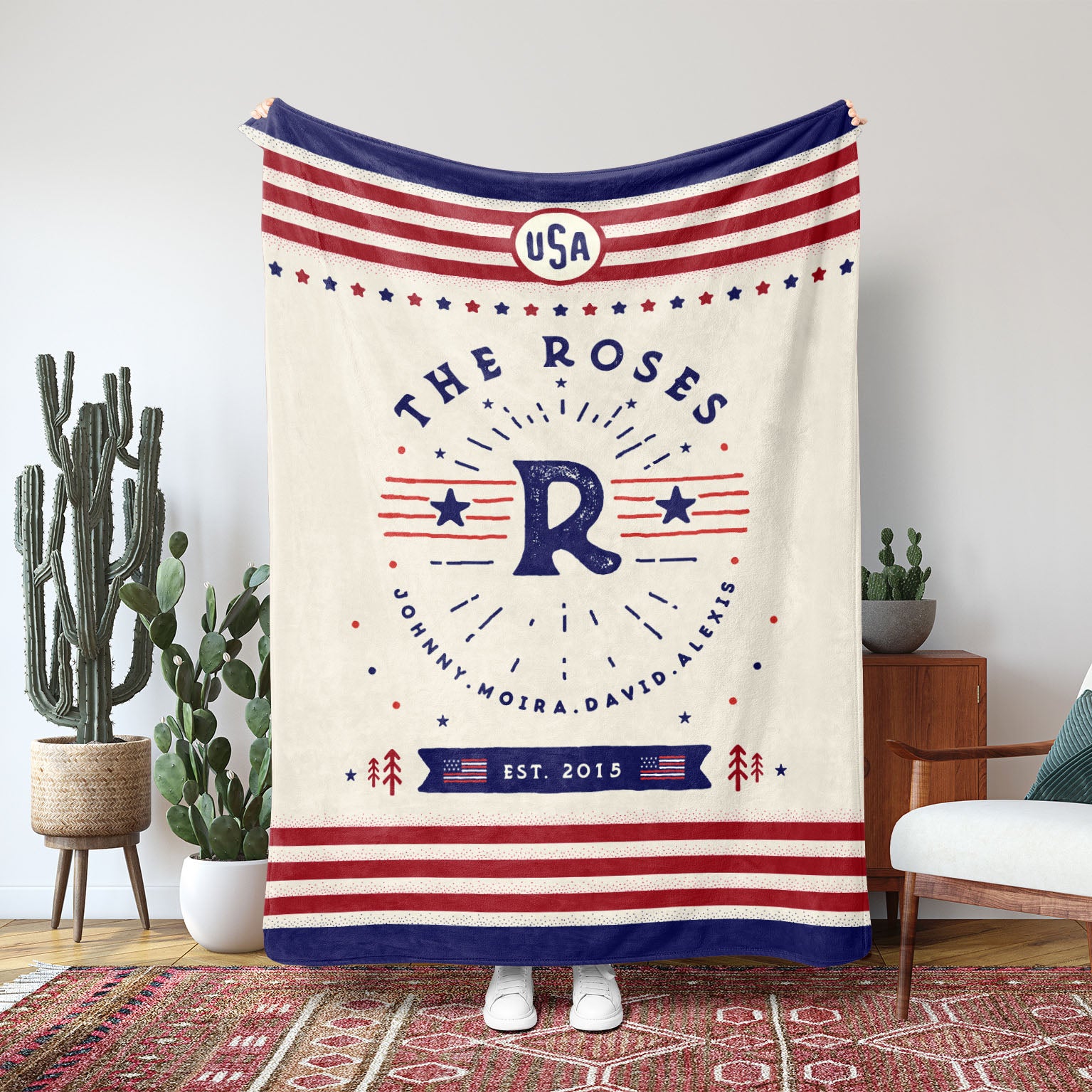 Personalized Family Patriotic Fleece Blanket - Fleece - Personalized Gifts for Couples, Custom Birthday Gifts, Custom Anniversary Gifts | Relatable Basic