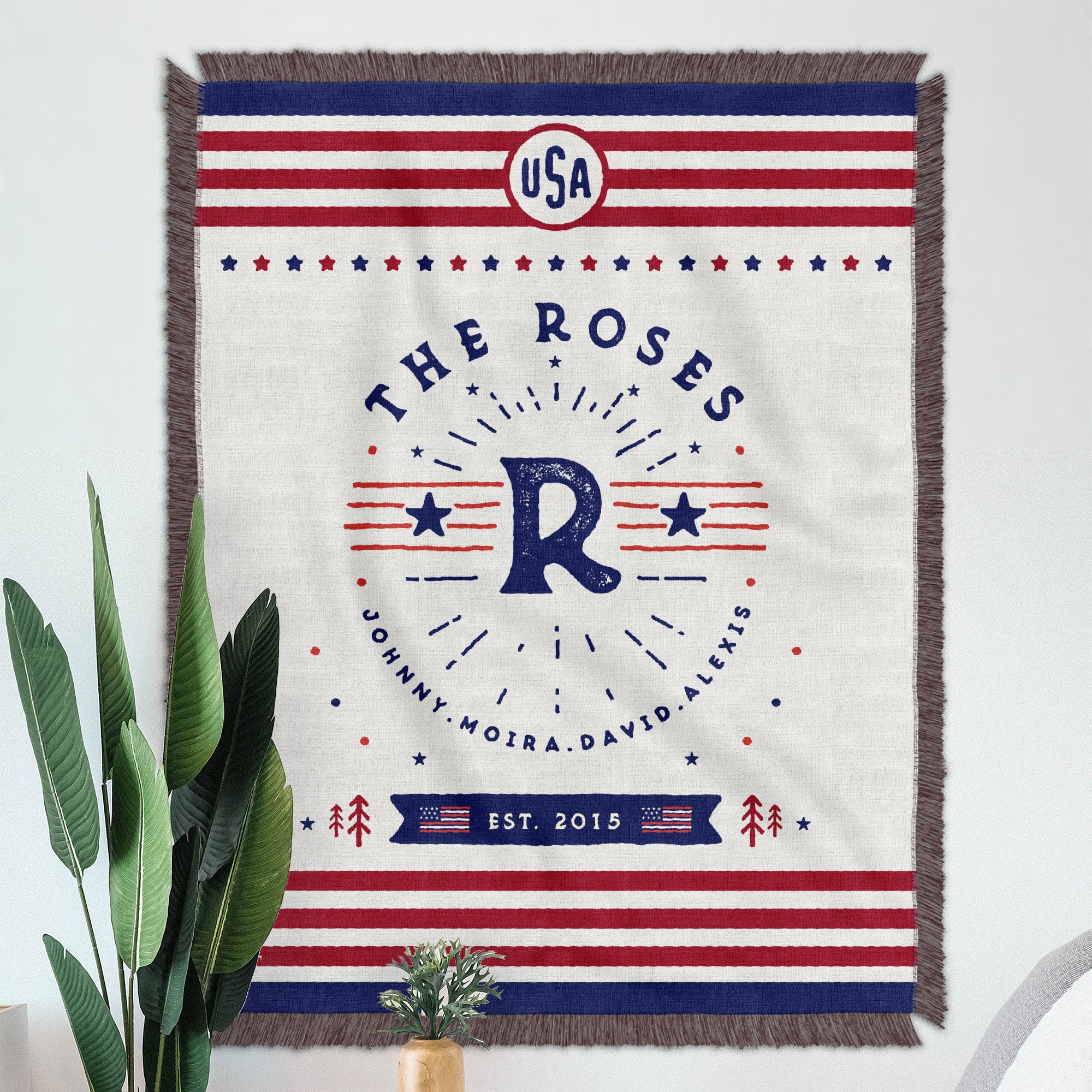 Personalized American Family Woven Blanket - Woven - Personalized Gifts for Couples, Custom Birthday Gifts, Custom Anniversary Gifts | Relatable Basic