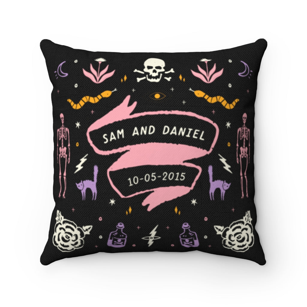 Personalized Couple Spooky Skeleton Pillow - Pillow - Personalized Gifts for Couples, Custom Birthday Gifts, Custom Anniversary Gifts | Relatable Basic