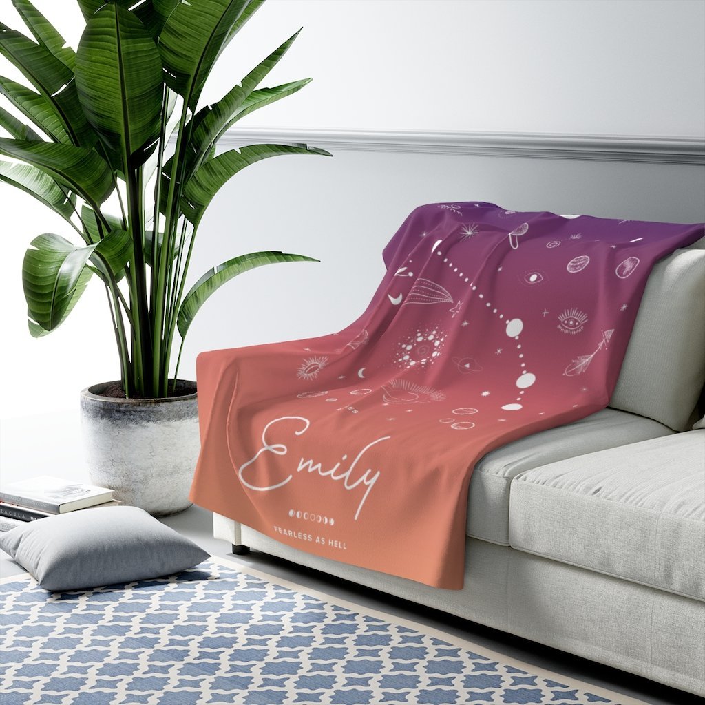 Personalized Zodiac Gradient Fleece Blanket - Fleece - Personalized Gifts for Couples, Custom Birthday Gifts, Custom Anniversary Gifts | Relatable Basic